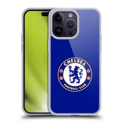 Head Case Designs Officially Licensed Chelsea Football Club Plain Blue Crest Gel Case [Military Grade Protection] Compatible with Apple iPhone 14 Pro Max and Compatible with MagSafe 