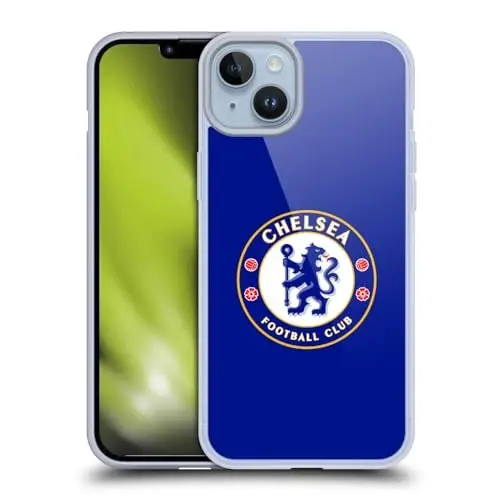 Head Case Designs Officially Licensed Chelsea Football Club Plain Blue Crest Gel Case [Military Grade Protection] Compatible with Apple iPhone 14 Plus and Compatible with MagSafe - 1