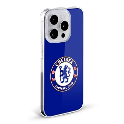 Head Case Designs Chelsea Football Club Plain Blue Crest Gel Case [Military Grade Protection] Compatible with Apple iPhone 12/iPhone 12 Pro and Compatible with MagSafe 