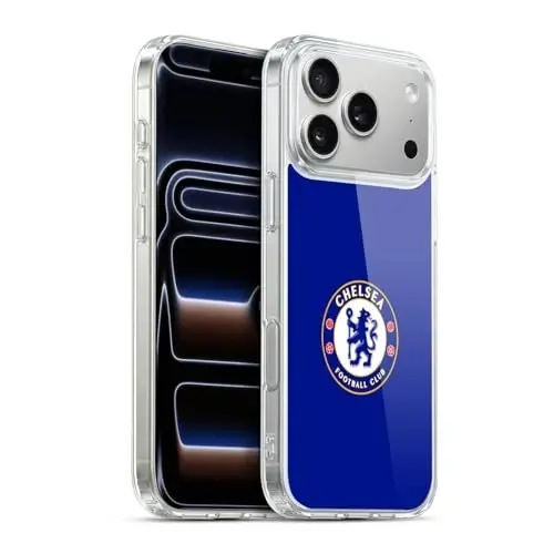 Head Case Designs Officially Licensed Chelsea Football Club Plain Blue Crest Gel Case [Military Grade Protection] Compatible with Apple iPhone 17 Pro Max - 2