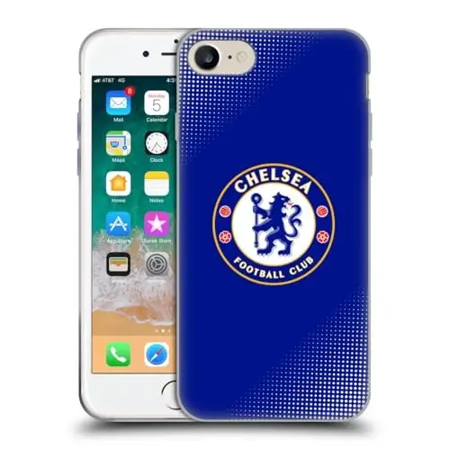 Head Case Designs Officially Licensed Chelsea Football Club Halftone Crest Gel Case [Military Grade Protection] Compatible with Apple iPhone 7/8 / SE 2020 & 2022 and Compatible with MagSafe - 5