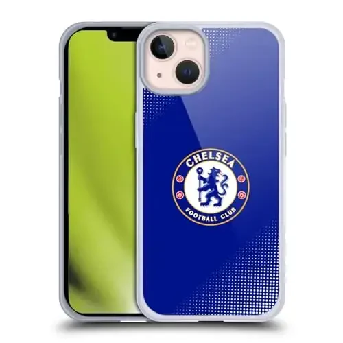Head Case Designs Officially Licensed Chelsea Football Club Halftone Crest Gel Case [Military Grade Protection] Compatible with Apple iPhone 13 and Compatible with MagSafe 