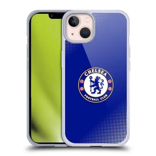Head Case Designs Officially Licensed Chelsea Football Club Halftone Crest Gel Case [Military Grade Protection] Compatible with Apple iPhone 13 and Compatible with MagSafe - 1