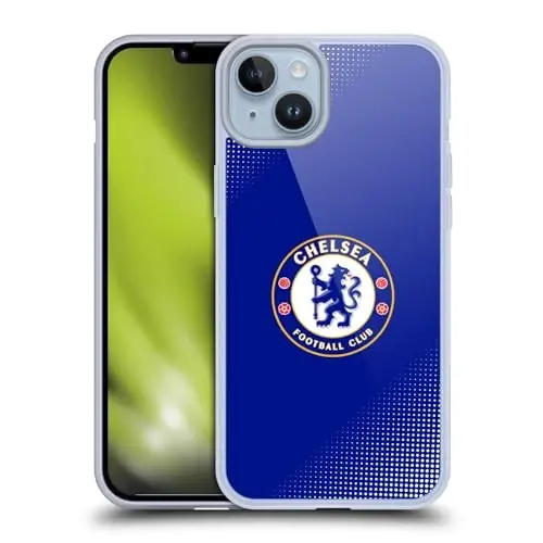 Head Case Designs Officially Licensed Chelsea Football Club Halftone Crest Gel Case [Military Grade Protection] Compatible with Apple iPhone 14 Plus and Compatible with MagSafe - 1