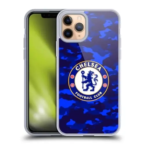 Head Case Designs Officially Licensed Chelsea Football Club Camouflage Crest Gel Case [Military Grade Protection] Compatible with Apple iPhone 11 Pro - 1