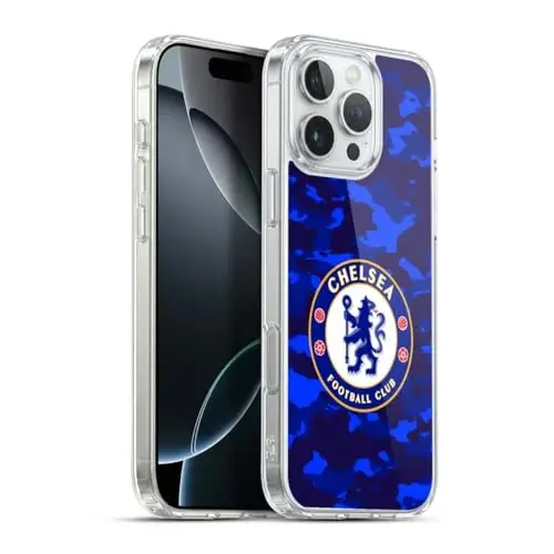 Head Case Designs Officially Licensed Chelsea Football Club Camouflage Crest Gel Case [Military Grade Protection] Compatible with Apple iPhone 16 Pro Max - 1