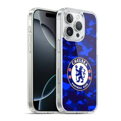 Head Case Designs Officially Licensed Chelsea Football Club Camouflage Crest Gel Case [Military Grade Protection] Compatible with Apple iPhone 16 Pro and Compatible with MagSafe - 4