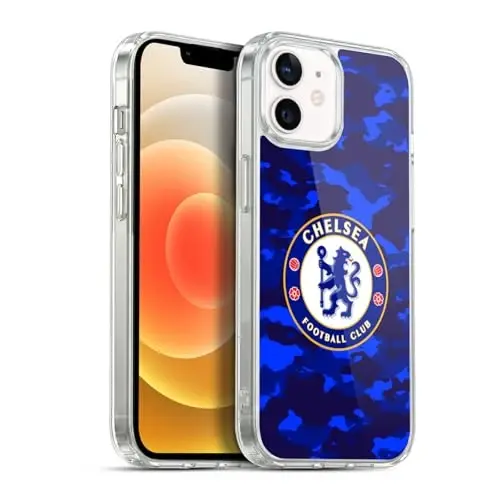 Head Case Designs Officially Licensed Chelsea Football Club Camouflage Crest Soft Gel Case Compatible with Apple iPhone 12 / iPhone 12 Pro - 1