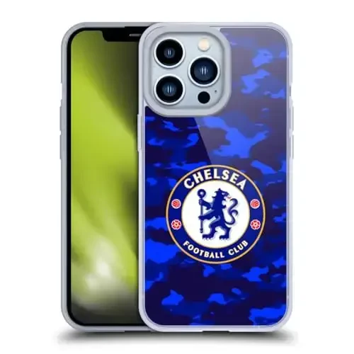 Head Case Designs Officially Licensed Chelsea Football Club Camouflage Crest Gel Case [Military Grade Protection] Compatible with Apple iPhone 13 Pro 