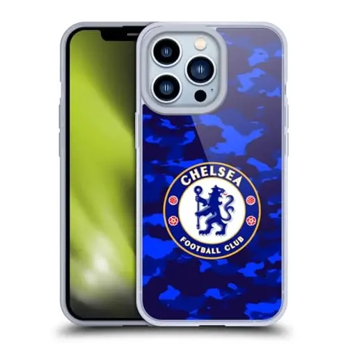 Head Case Designs Officially Licensed Chelsea Football Club Camouflage Crest Gel Case [Military Grade Protection] Compatible with Apple iPhone 13 Pro - 1