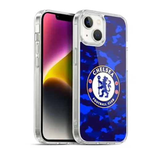 Head Case Designs Officially Licensed Chelsea Football Club Camouflage Crest Gel Case [Military Grade Protection] Compatible with Apple iPhone 14 