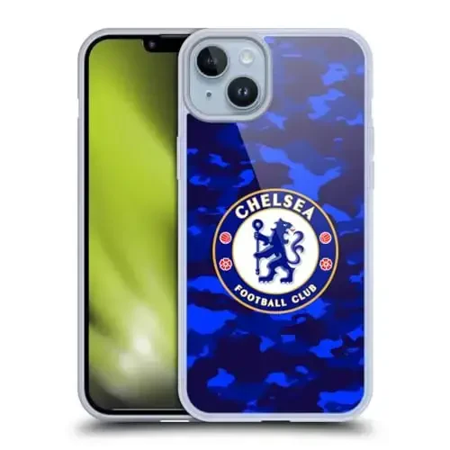 Head Case Designs Officially Licensed Chelsea Football Club Camouflage Crest Gel Case [Military Grade Protection] Compatible with Apple iPhone 14 Plus - 1