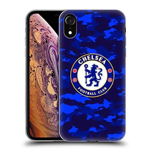Head Case Designs Officially Licensed Chelsea Football Club Camouflage Crest Gel Case [Military Grade Protection] Compatible with Apple iPhone XR 