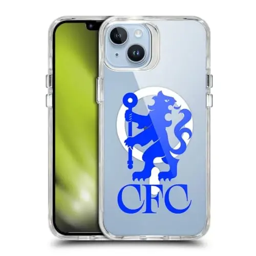 Head Case Designs Officially Licensed Chelsea Football Club Lions Oversized Logo Icon Shockproof Bumper Case [Military Grade] Compatible with Apple iPhone 14 Plus and Compatible with MagSafe - 1