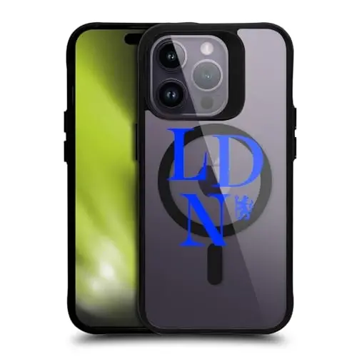 Head Case Designs Officially Licensed Chelsea Football Club Logotype Logo Icon Black Shockproof Bumper Case [Military Grade Protection] Compatible with and Compatible with MagSafe Apple iPhone 14 Pro - 1