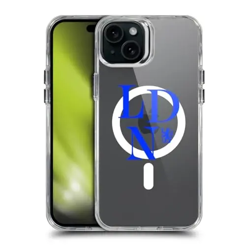 Head Case Designs Officially Licensed Chelsea Football Club Logotype Logo Icon Shockproof Bumper Case [Military Grade Protection] Compatible with Apple iPhone 15 Plus and Compatible with MagSafe 