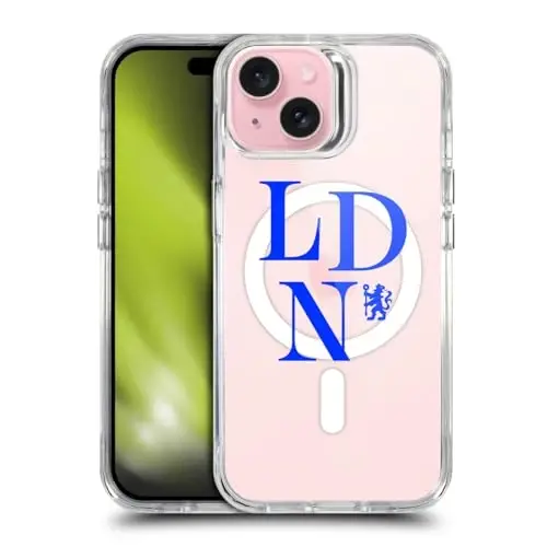Head Case Designs Officially Licensed Chelsea Football Club Logotype Logo Icon Shockproof Bumper Case [Military Grade Protection] Compatible with Apple iPhone 15 and Compatible with MagSafe - 1