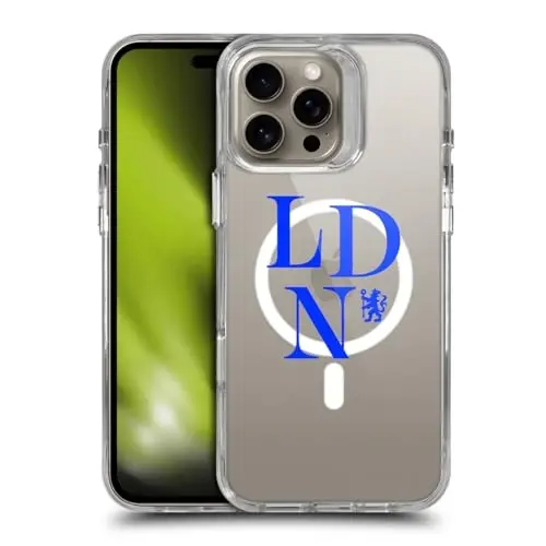 Head Case Designs Officially Licensed Chelsea Football Club Logotype Logo Icon Shockproof Bumper Case [Military Grade Protection] Compatible with Apple iPhone 16 Pro Max and Compatible with MagSafe 