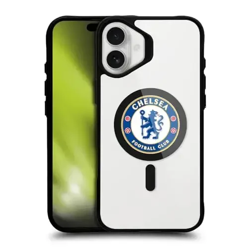 Head Case Designs Officially Licensed Chelsea Football Club Badge Logo Icon Black Shockproof Bumper Case [Military Grade Protection] Compatible with and Compatible with MagSafe Apple iPhone 16 Plus - 1