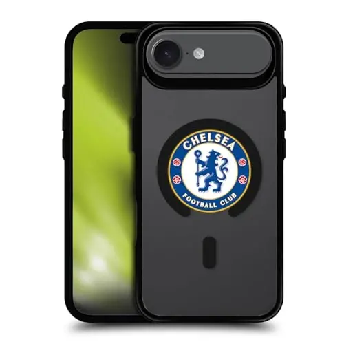 Head Case Designs Officially Licensed Chelsea Football Club Badge Logo Icon Black Shockproof Bumper Case [Military Grade Protection] Compatible with and Compatible with MagSafe Apple iPhone 17 Air 