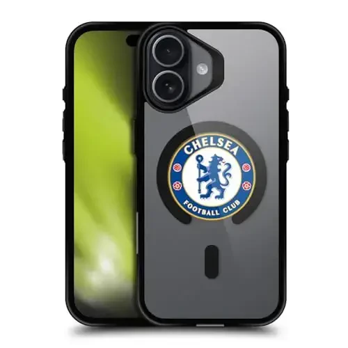 Head Case Designs Officially Licensed Chelsea Football Club Badge Logo Icon Black Shockproof Bumper Case [Military Grade Protection] Compatible with and Compatible with MagSafe Apple iPhone 17 - 1