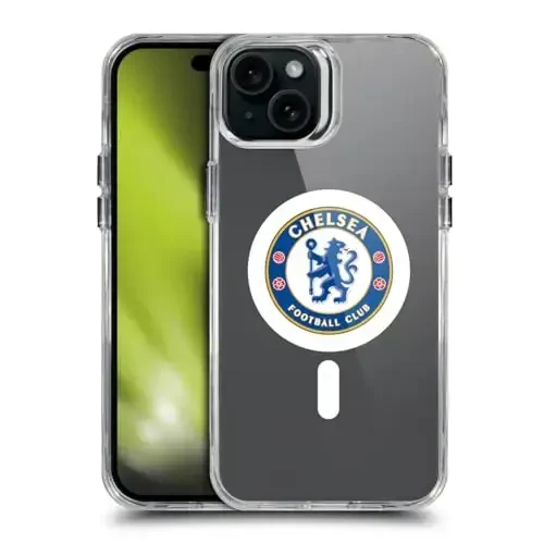 Head Case Designs Officially Licensed Chelsea Football Club Badge Logo Icon Shockproof Bumper Case [Military Grade Protection] Compatible with Apple iPhone 15 Plus and Compatible with MagSafe 