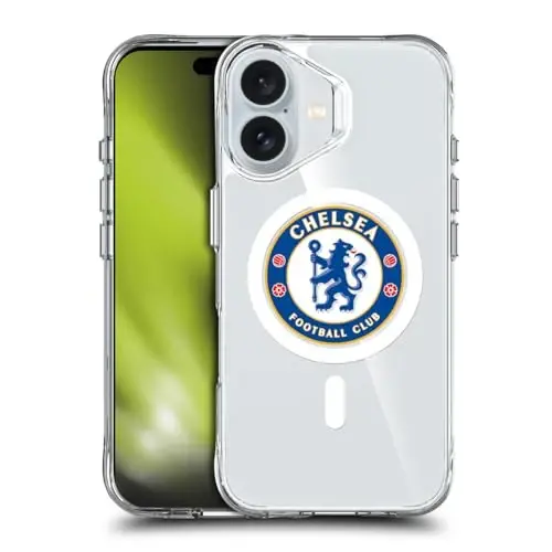 Head Case Designs Officially Licensed Chelsea Football Club Badge Logo Icon Shockproof Bumper Case [Military Grade Protection] Compatible with Apple iPhone 16 and Compatible with MagSafe 