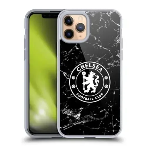 Head Case Designs Officially Licensed Chelsea Football Club Black Marble Crest Gel Case [Military Grade Protection] Compatible with Apple iPhone 11 Pro - 1