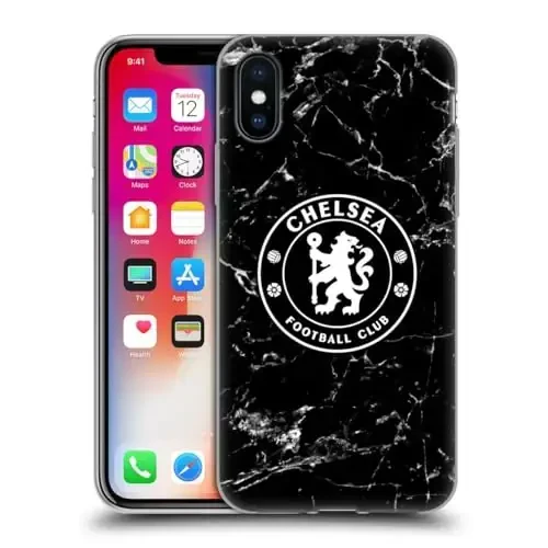 Head Case Designs Officially Licensed Chelsea Football Club Black Marble Crest Gel Case [Military Grade Protection] Compatible with Apple iPhone X/iPhone Xs 
