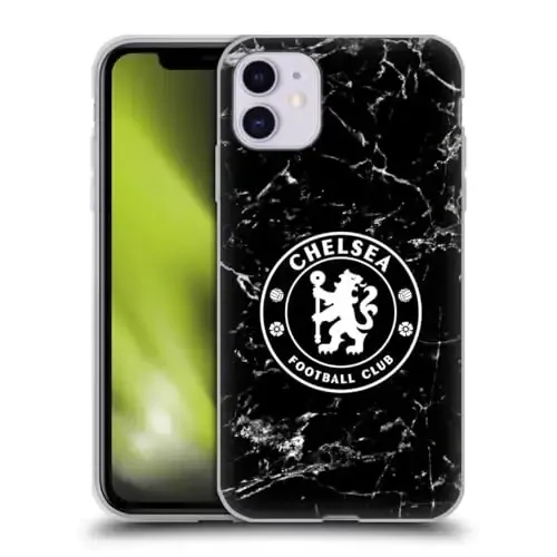 Head Case Designs Officially Licensed Chelsea Football Club Black Marble Crest Soft Gel Case Compatible with Apple iPhone 11 - Modazone