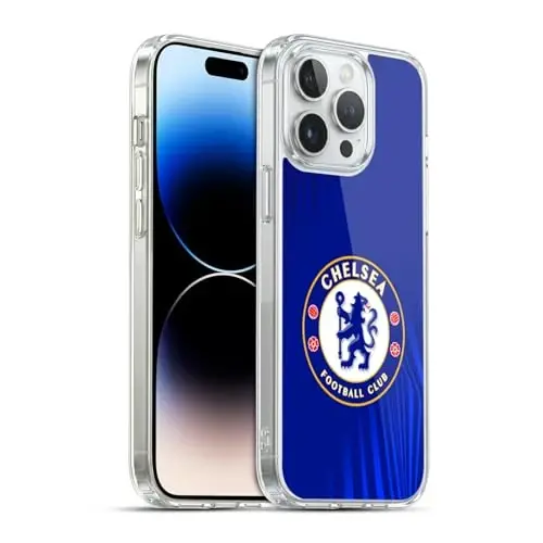 Head Case Designs Officially Licensed Chelsea Football Club Super Graphic Crest Gel Case [Military Grade Protection] Compatible with Apple iPhone 14 Pro Max and Compatible with MagSafe 