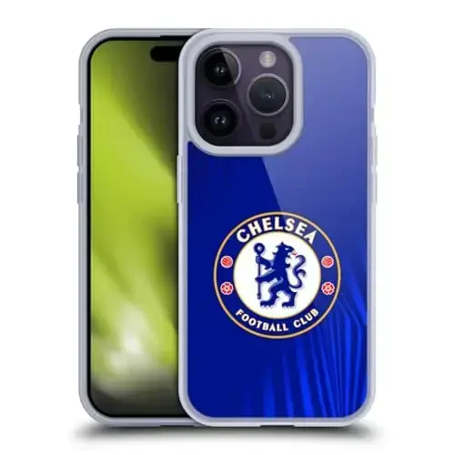 Head Case Designs Officially Licensed Chelsea Football Club Super Graphic Crest Gel Case [Military Grade Protection] Compatible with Apple iPhone 14 Pro - 1