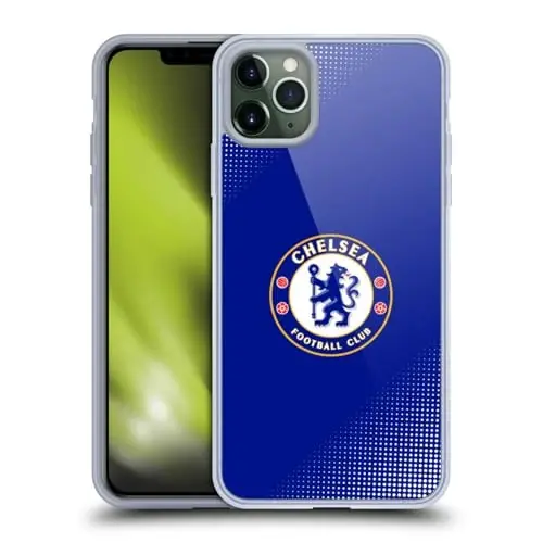 Head Case Designs Officially Licensed Chelsea Football Club Halftone Crest Gel Case [Military Grade Protection] Compatible with Apple iPhone 11 Pro Max and Compatible with MagSafe - 1