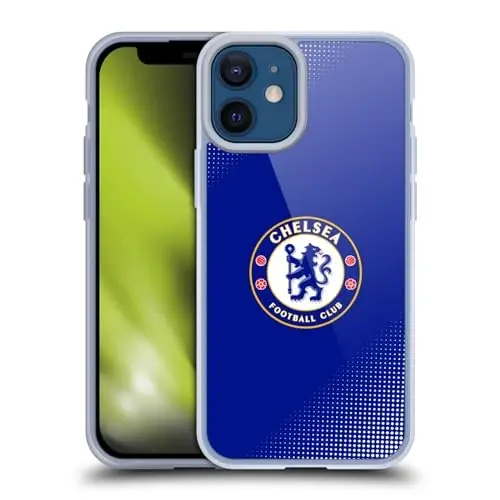 Head Case Designs Officially Licensed Chelsea Football Club Halftone Crest Gel Case [Military Grade Protection] Compatible with Apple iPhone 12 Mini and Compatible with MagSafe - 1