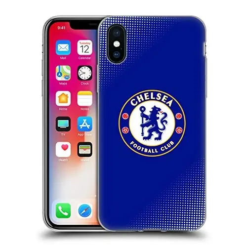 Head Case Designs Officially Licensed Chelsea Football Club Halftone Crest Gel Case [Military Grade Protection] Compatible with Apple iPhone X/iPhone Xs - HEAD CASE DESIGNS