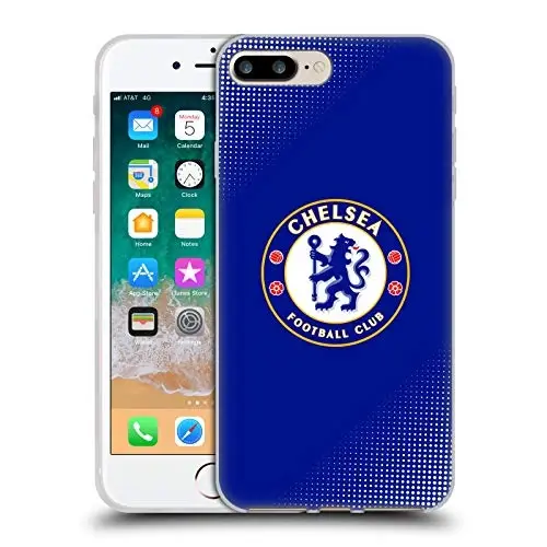Head Case Designs Officially Licensed Chelsea Football Club Halftone Crest Gel Case [Military Grade Protection] Compatible with Apple iPhone 7 Plus/iPhone 8 Plus and Compatible with MagSafe 