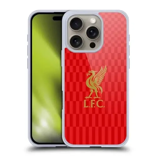 Head Case Designs Officially Licensed Liverpool Football Club Gold On Red Kit Liver Bird Gel Case [Military Grade Protection] Compatible with Apple iPhone 16 Pro and Compatible with MagSafe - 1