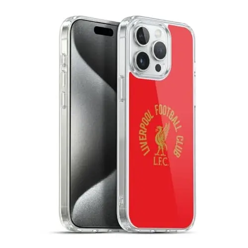 Head Case Designs Officially Licensed Liverpool Football Club Gold LFC On Red Liver Bird Gel Case [Military Grade Protection] Compatible with Apple iPhone 15 Pro Max and Compatible with MagSafe - 1