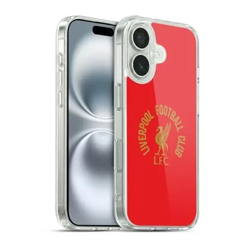 Head Case Designs Officially Licensed Liverpool Football Club Gold LFC On Red Liver Bird Gel Case [Military Grade Protection] Compatible with Apple iPhone 16 and Compatible with MagSafe - 1
