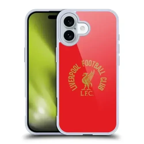 Head Case Designs Officially Licensed Liverpool Football Club Gold LFC On Red Liver Bird Gel Case [Military Grade Protection] Compatible with Apple iPhone 16 and Compatible with MagSafe 