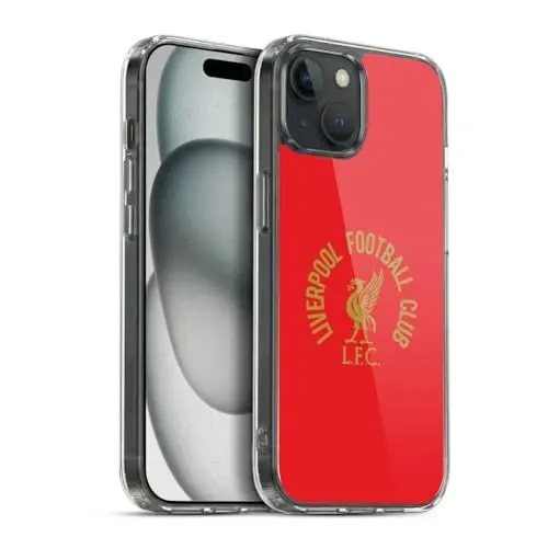 Head Case Designs Officially Licensed Liverpool Football Club Gold LFC On Red Liver Bird Gel Case [Military Grade Protection] Compatible with Apple iPhone 15 Plus and Compatible with MagSafe 
