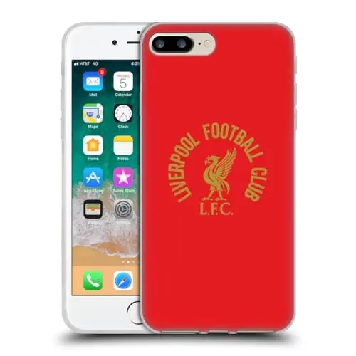 Head Case Designs Officially Licensed Liverpool Football Club Gold LFC On Red Liver Bird Gel Case [Military Grade Protection] Compatible with Apple iPhone 7 Plus/iPhone 8 and Compatible with MagSafe - 1
