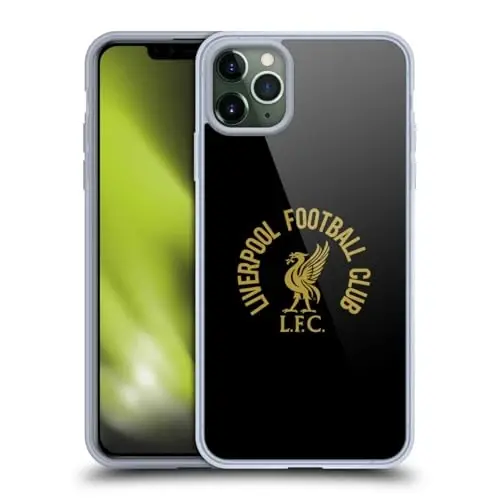 Head Case Designs Officially Licensed Liverpool Football Club Gold LFC On Black Liver Bird Gel Case [Military Grade Protection] Compatible with Apple iPhone 11 Pro Max and Compatible with MagSafe - HEAD CASE DESIGNS