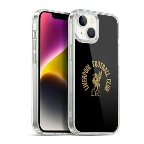 Head Case Designs Officially Licensed Liverpool Football Club Gold LFC On Black Liver Bird Gel Case [Military Grade Protection] Compatible with Apple iPhone 14 - 1