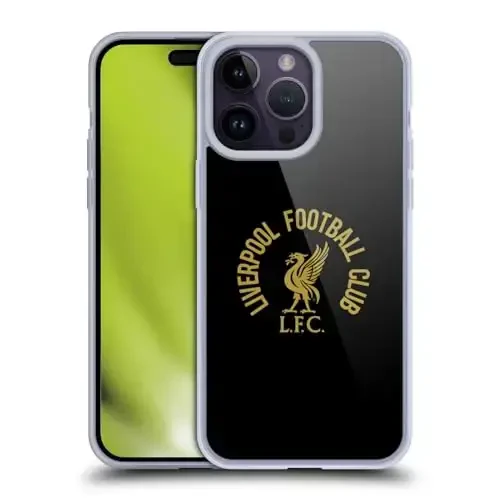 Head Case Designs Officially Licensed Liverpool Football Club Gold LFC On Black Liver Bird Gel Case [Military Grade Protection] Compatible with Apple iPhone 14 Pro Max and Compatible with MagSafe 