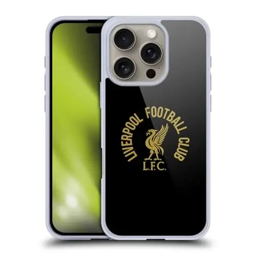 Head Case Designs Officially Licensed Liverpool Football Club Gold LFC On Black Liver Bird Gel Case [Military Grade Protection] Compatible with Apple iPhone 16 Pro and Compatible with MagSafe - 1