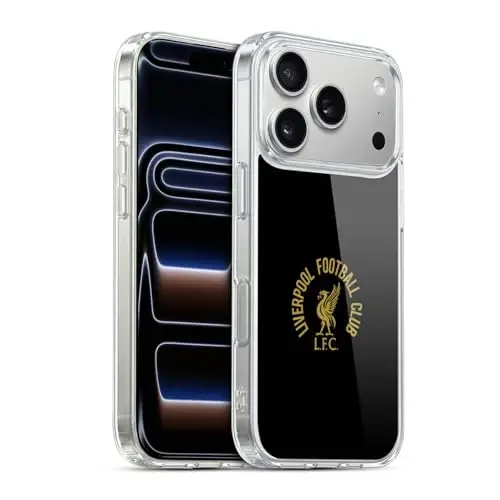 Head Case Designs Officially Licensed Liverpool Football Club Gold LFC On Black Liver Bird Gel Case [Military Grade Protection] Compatible with Apple iPhone 17 Pro and Compatible with MagSafe - 1