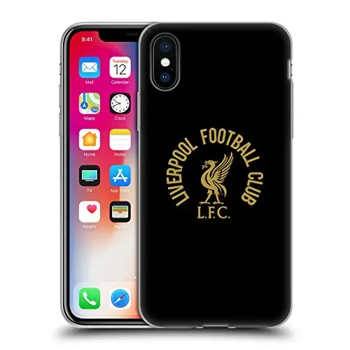 Head Case Designs Officially Licensed Liverpool Football Club Gold LFC On Black Liver Bird Gel Case [Military Grade Protection] Compatible with Apple iPhone X/iPhone Xs and Compatible with MagSafe - 5