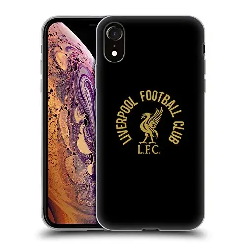Head Case Designs Officially Licensed Liverpool Football Club Gold LFC On Black Liver Bird Gel Case [Military Grade Protection] Compatible with Apple iPhone XR - 1