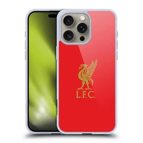 Head Case Designs Officially Licensed Liverpool Football Club Gold Logo On Red Liver Bird Gel Case [Military Grade Protection] Compatible with Apple iPhone 16 Pro Max and Compatible with MagSafe - 1